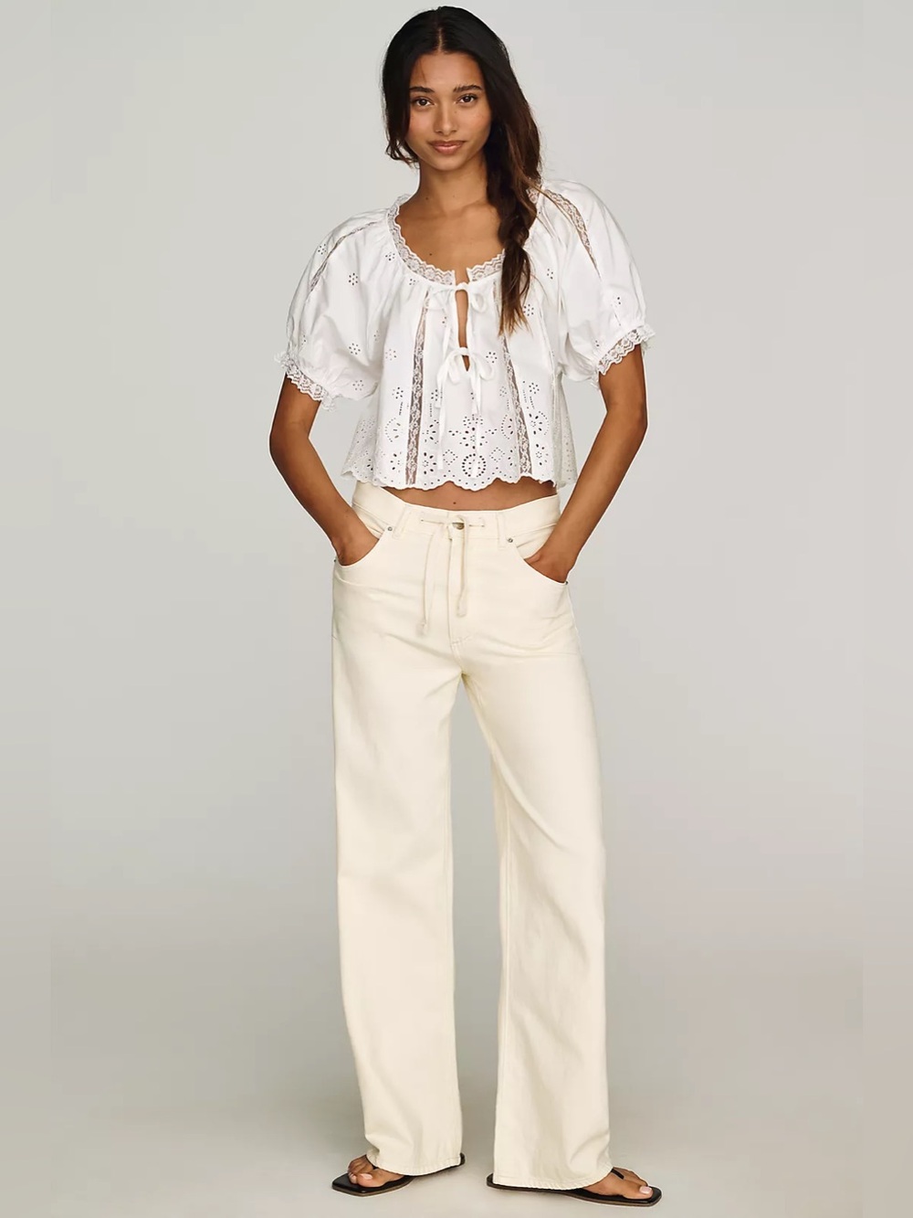 LE JEAN  by Anthropologie Luna High-Rise Drawstring Relaxed Wide-Leg
Jeans 27